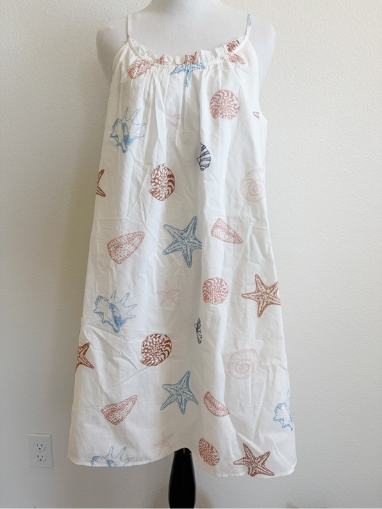 LOFT Dresses & Skirts - LOFT White Seashell Print Sundress with Blue & brown Accents